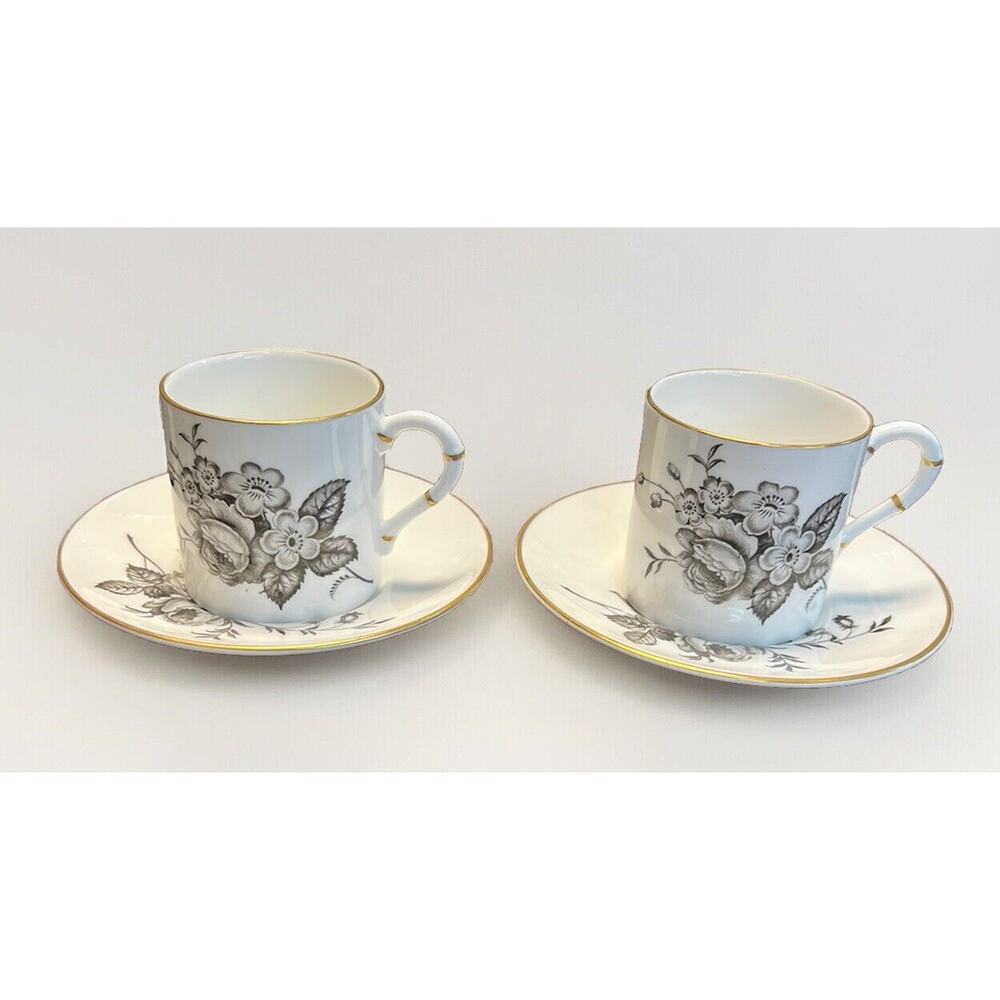 RARE!! ROYAL WORCESTER PATTERN Z 2654 DEMITASSE CUP & SAUCER SETS (2 Sets)MINT‎